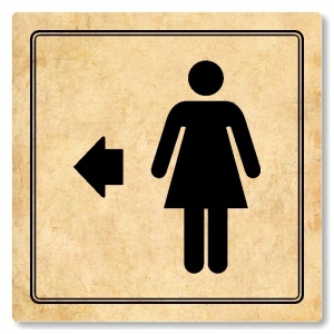 WC ženy vlevo, 100x100mm, pergamen, Utah